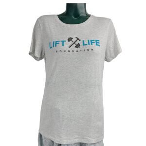 Lift Life Foundation Workout Graphic Tee T-Shirt Light Gray Women's Size XL 2303